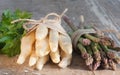 Asparagus on old shabby wood Royalty Free Stock Photo