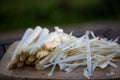 Asparagus , peeled with asparagus bowl for soup Royalty Free Stock Photo