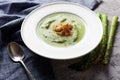 Asparagus soup in white bowl Royalty Free Stock Photo