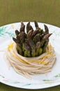 Asparagus with spaghetti pasta Royalty Free Stock Photo