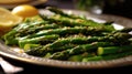 Asparagus Spears Sauted In Garlic And Butter. Generative AI