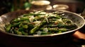 Asparagus Spears Sauted In Garlic And Butter. Generative AI
