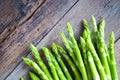 Asparagus stack close up on the wooden table Royalty Free Stock Photo