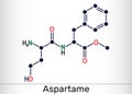 Aspartame, APM, molecule. Sugar substitute and E951. Structural chemical formula