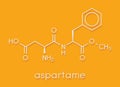 Aspartame artificial sweetener molecule sugar substitute. Skeletal formula.