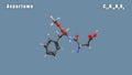 Aspartame molecule of C14H18N2O5 3D Conformer render. Food additive E951. Isolated background