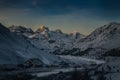 Aspe peak bathed in orange sun light just before sunset in Astun, Spain Royalty Free Stock Photo