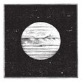 Aspect of Jupiter in December 1885 with a satellite passing the disc, vintage engraving