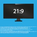 Aspect ratio icons, 16:9, 16:10, 4:3, 21:9, widescreen and standard monitors, tv signs