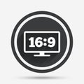 Aspect ratio 16:9 widescreen tv. Monitor symbol.