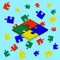 Asperger syndrome logo on flat background with colorful puzzle pieces, autism awareness day