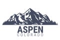 Aspen, Colorado ski resort emblem, snow covered mountains range Royalty Free Stock Photo