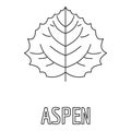 Aspen leaf icon, outline style.