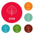 Aspen leaf icons circle set vector Royalty Free Stock Photo