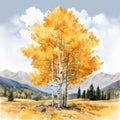 Watercolor Aspen Colorado Mountains Illustration Painting