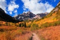 Aspen trees fall foliage at Maroon bells mountains in Colorado Royalty Free Stock Photo