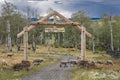 Aspen View Ranch gate in San Juan Mountains, Hastings Mesa, near Ridgway and Telluride Colorado . Southwest USA, Mountain Royalty Free Stock Photo