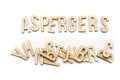 Aspergers concept, word spelled out in wooden letters Royalty Free Stock Photo