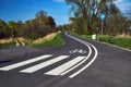 Asphalt bicycle path in spring