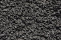 Asphalt or Bitumen raw materials for road construction. Gray asphalt texture. A whole dry roadbed.