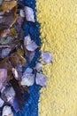 Asphalt detail with a yellow line Royalty Free Stock Photo