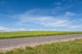 Asphalt highway empty road and clear blue sky with panoramic landscape Royalty Free Stock Photo