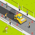 Asphalt Laying Isometric Composition