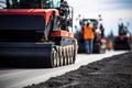 asphalt laying, road repair roller generative ai