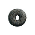 asphalt letter O - Small 3d tarmac font - Suitable for road, transport or highway related subjects