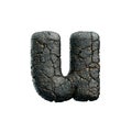 asphalt letter U - Small 3d tarmac font - Suitable for road, transport or highway related subjects