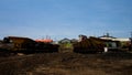 Asphalt mining in the Pitch Lake, La Brea, Trinidad and Tobago Royalty Free Stock Photo