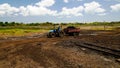 Asphalt mining in the Pitch Lake, La Brea in Trinidad and Tobago Royalty Free Stock Photo