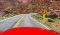 Asphalt mountain road . Arches park USA