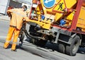 Asphalt patching roadworks Royalty Free Stock Photo