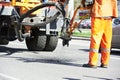 Asphalt patching roadworks Royalty Free Stock Photo