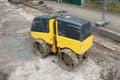 Asphalt paver drum roller road construction vehicle machine