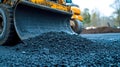 Asphalt paver pouring fresh asphalt on road construction site Royalty Free Stock Photo