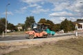 Asphalt paving construction site Royalty Free Stock Photo