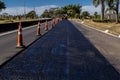 Asphalt resurfacing work on the Comandante Joao Ribeiro de Barros Highway, SP-294