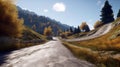 Asphalt road. Alps in a beautiful summer day landscape scene