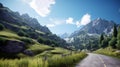 Asphalt road. Alps in a beautiful summer day Royalty Free Stock Photo