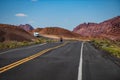 Asphalt road. American roadtrip. Scenery with highway. Royalty Free Stock Photo