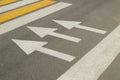 Asphalt road with arrow sign shows the direction of movement Royalty Free Stock Photo