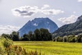 Austria - July, 2019: Asphalt road in Austria, Alps in a beautiful summer day Royalty Free Stock Photo