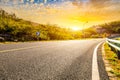 Asphalt road and sky at sunset Royalty Free Stock Photo