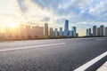 Asphalt road and Chongqing cityscape at sunset Royalty Free Stock Photo