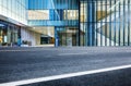 Asphalt road city glass building Royalty Free Stock Photo