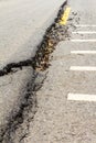 Asphalt road collapse. Royalty Free Stock Photo