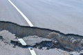 Asphalt road collapses