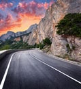 Asphalt road. Colorful landscape with beautiful winding mountain Royalty Free Stock Photo